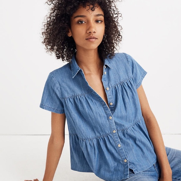 Madewell Tops - Madewell #260 Seamed Denim Button Tiered Shirt
